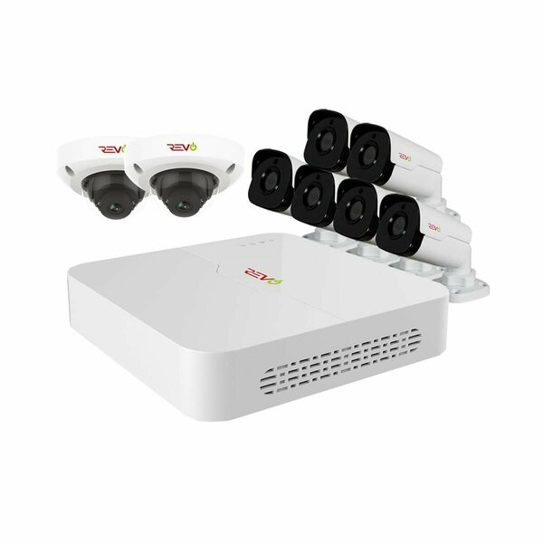 Revo America Ultra HD Audio Capable 8 Channel Surveillance System with 8 4Megapixel Cameras RU82D2GB6GA-2T